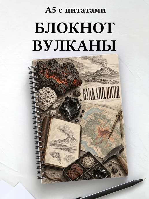 Блокнот Вулканология с мотивирующими цитатами
