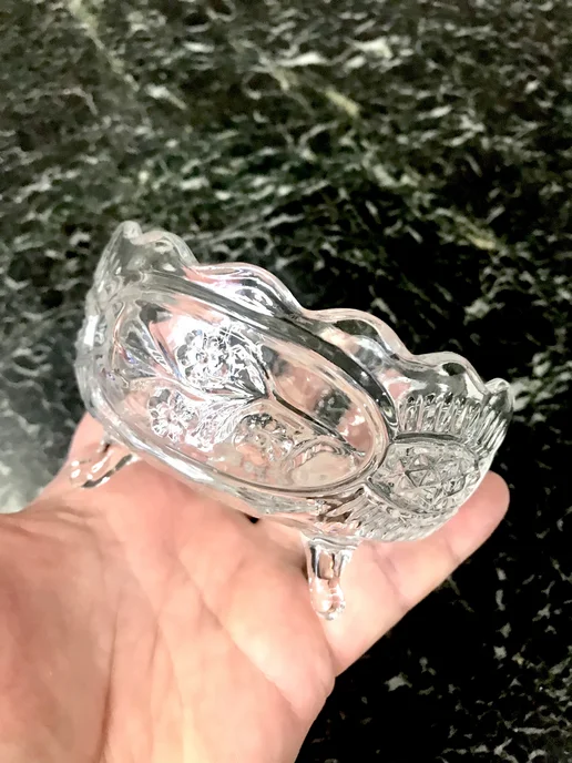 Вазочка сервировочная с цветочным декором. Стекло . Винтаж С…, вариант, фото 4