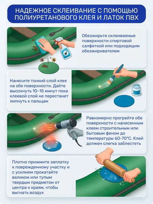 Комплект для ремонта лодок ПВХ ЧЕРНЫЙ - клей SINTACOLL - 3 л, 3 л, фото 8