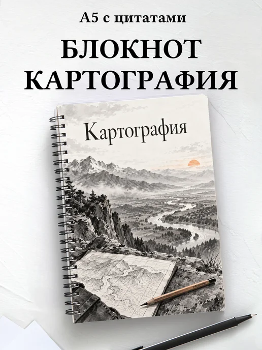 Блокнот Картография с мотивирующими цитатами