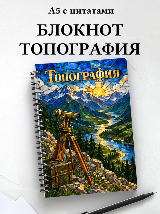 Блокнот Топография с мотивирующими цитатами