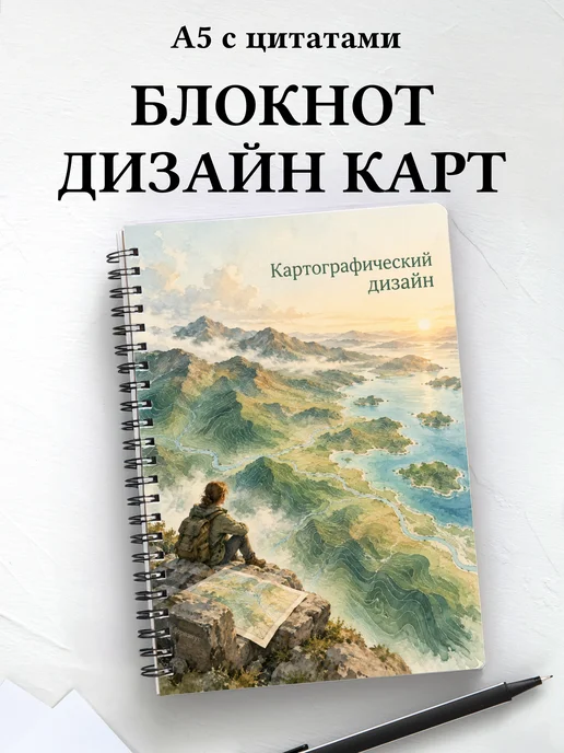 Блокнот Картографический дизайн с мотивирующими цитатами