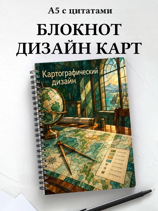 Блокнот Картографический дизайн с мотивирующими цитатами