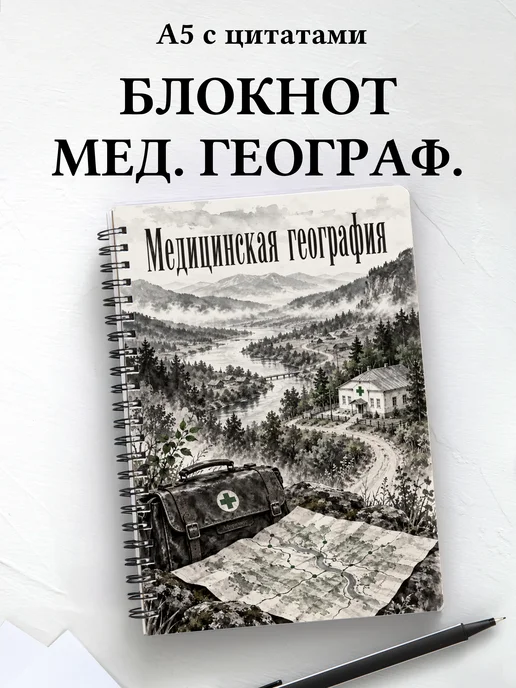 Блокнот Медицинская география с мотивирующими цитатами