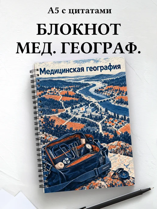 Блокнот Медицинская география с мотивирующими цитатами