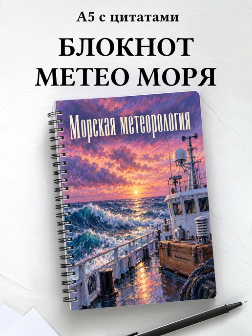 Блокнот Морская метеорология с мотивирующими цитатами