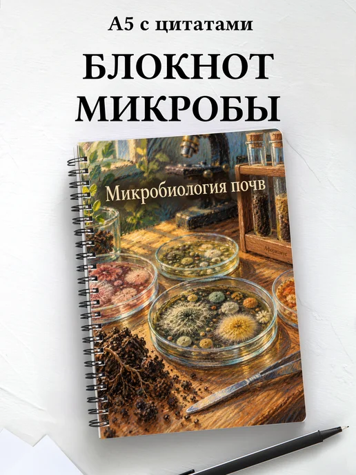 Блокнот Микробиология почв с мотивирующими цитатами