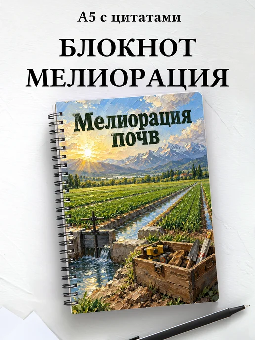 Блокнот Мелиорация почв с мотивирующими цитатами