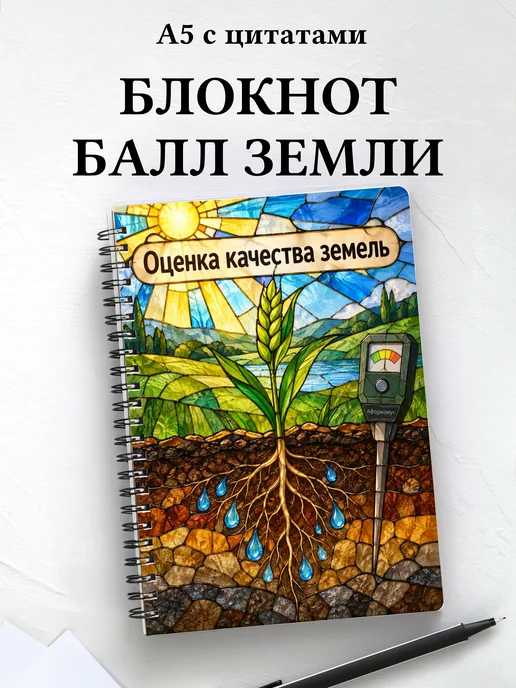 Блокнот Оценка качества земель с мотивирующими цитатами