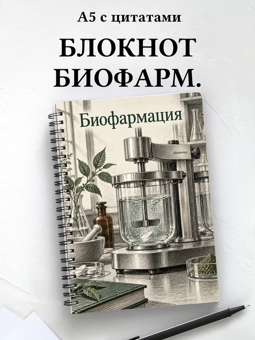 Блокнот Биофармация с мотивирующими цитатами