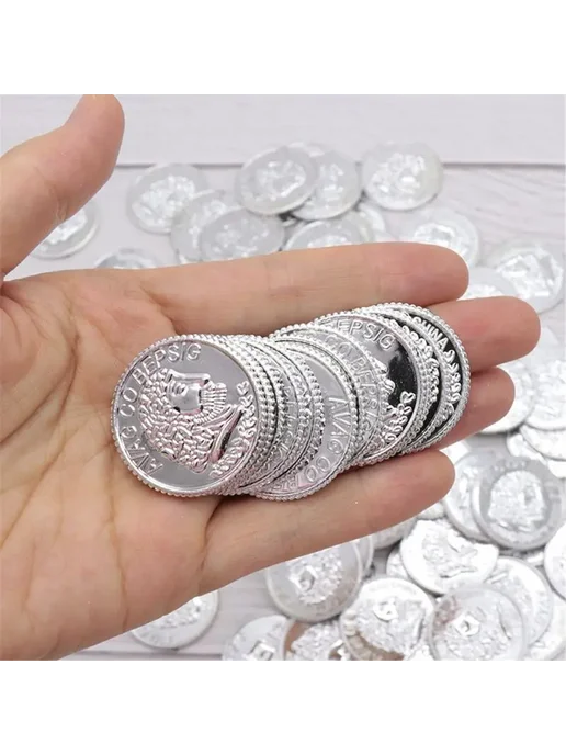 Пластиковые золотые монеты OOTDTY 100 шт. Золотой, 100 шт, фото 3