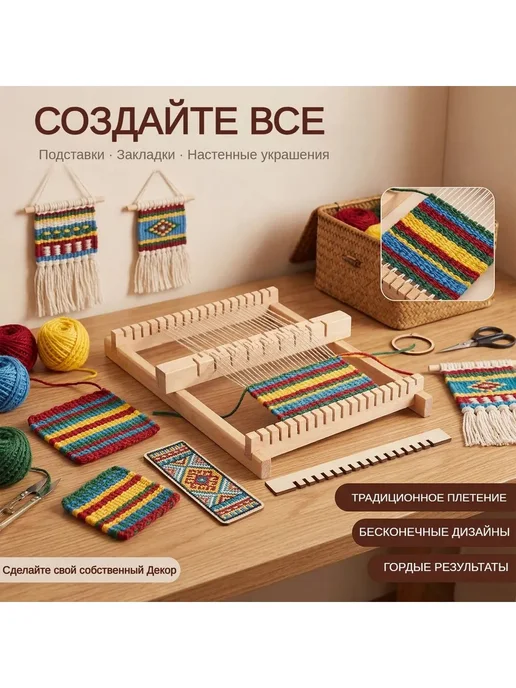 Портативный ткацкий станок дерево, вариант, фото 7