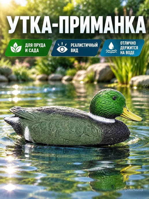 Чучело утки плавающее селезень кряква для охоты, вариант