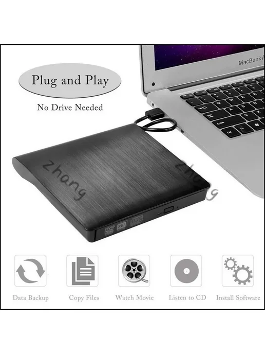 Внешний DVD-RW CD-плеер с USB 3.0 для ПК и Mac, вариант, фото 5