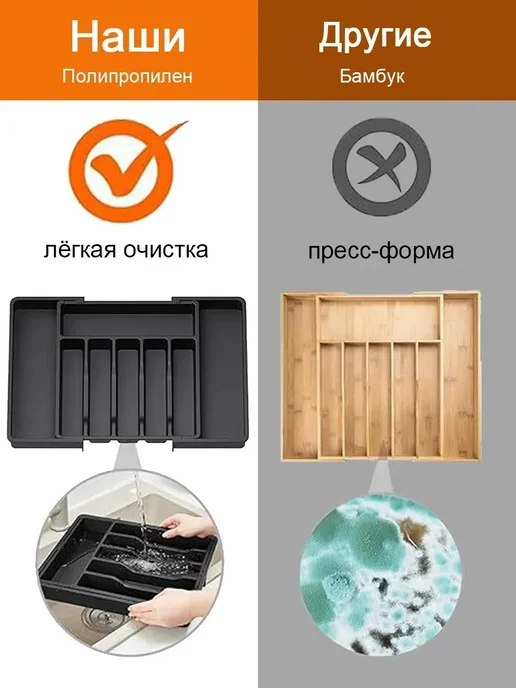 Лоток для столовых приборов в ящик, вариант, фото 3