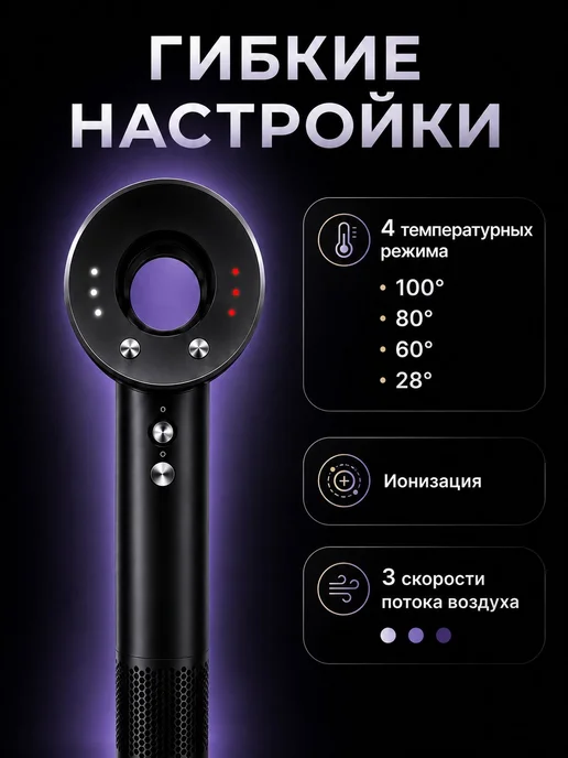 Фен для волос стайлер профессиональный с насадками 7 в 1, вариант, фото 5