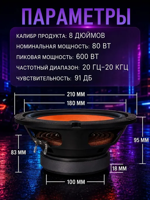 Автомобильный сабвуфер 20 см, 4 Ом, 600 Вт, 600 Вт, фото 7