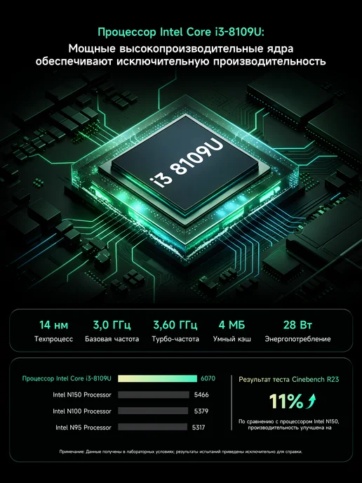 BMAX Мини-ПК B6 (Intel Core i3-8109U, RAM 12 ГБ, SSD 256 ГБ, 12 ГБ, 256 ГБ, фото 4