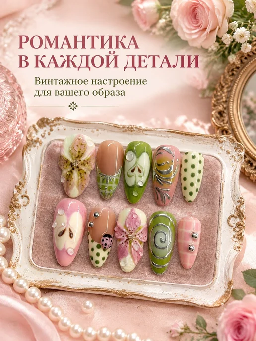 Накладные ногти с 3D-цветами, 30 шт. BSG6-34, 30 шт, клей, 30 шт, 30 шт, фото 5