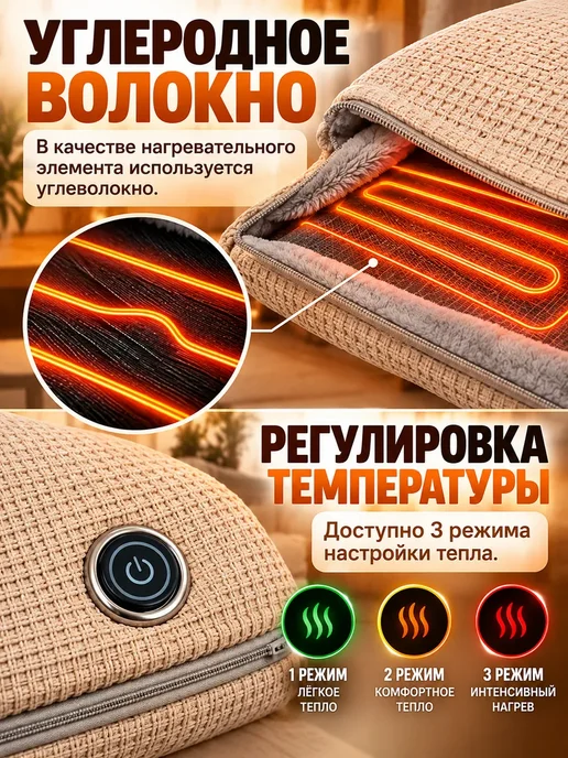 МилаДом Плед с подогревом USB электроплед накидка-пончо 142х75 см, 142x75 см, фото 3