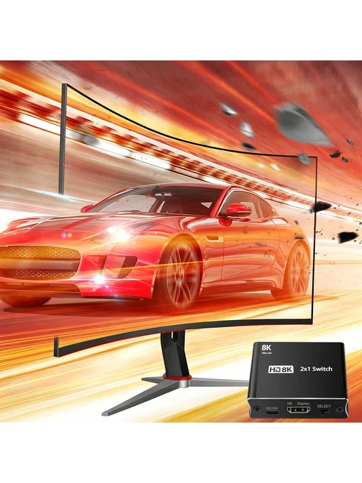 8K HDMI переключатель 2х1 для видео, 2x1, фото 3