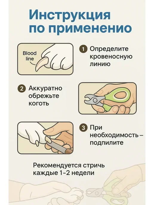 ВитАлинаДом Когтерезка,ножницы для стрижки когтей собак и кошек, зеленый, фото 4