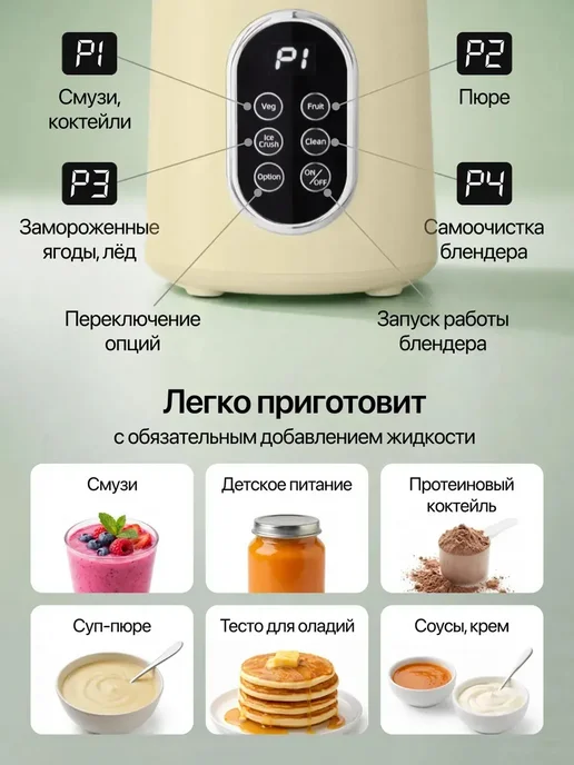 Блендер портативный для смузи и коктейлей 2 в 1, бежевый, фото 7