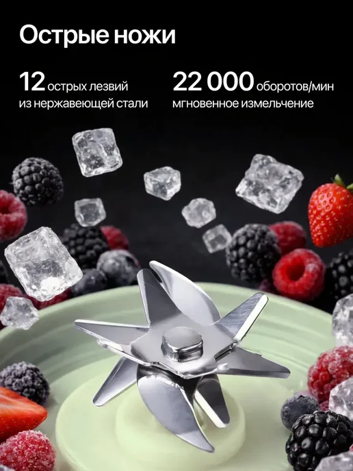 Блендер портативный для смузи и коктейлей 2 в 1, зеленый, фото 5