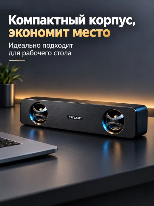 Саундбар SAST, стереозвук, беспроводной Bluetooth и для и, серый, фото 6