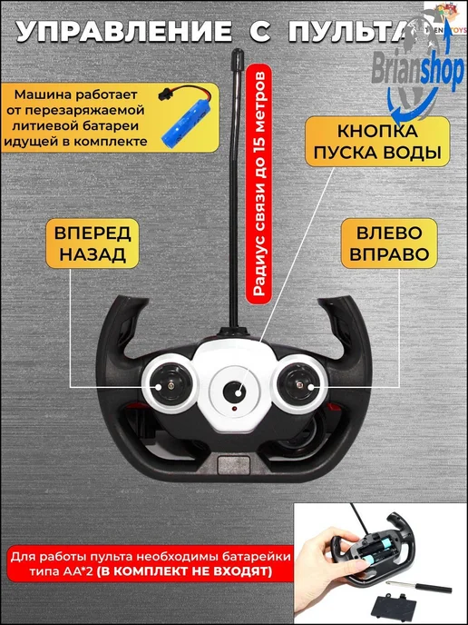Пожарная машина на пульте управления с водой. Игрушка для ма, белый, фото 5