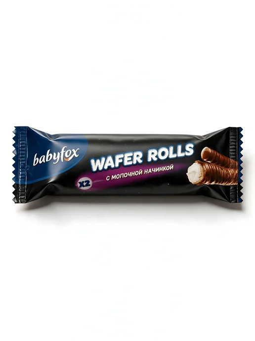 Трубочки Baby Fox Wafer Rolls с молочной начинкой, 26х16 гр, 26x16, 16 г, фото 4