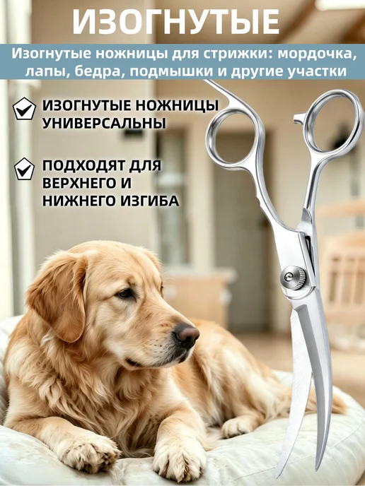 Ножницы для груминга 3 шт прямые, изогнутые, филировочные, 3 шт, фото 4