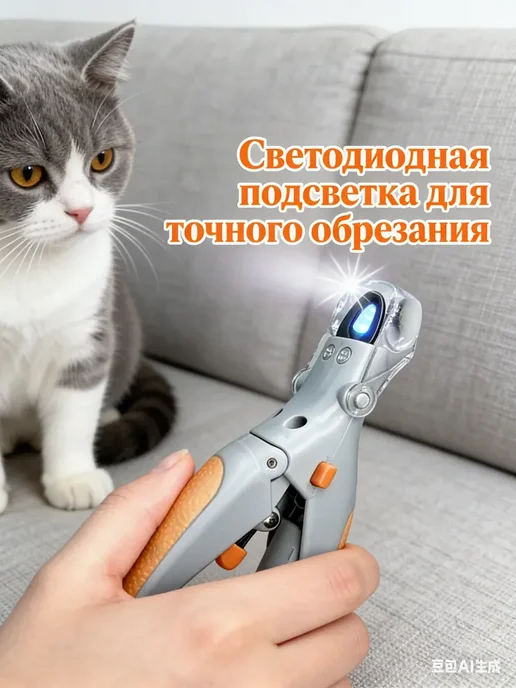 Когтерезка для кошек и животных с ограничителем, желтый, фото 2