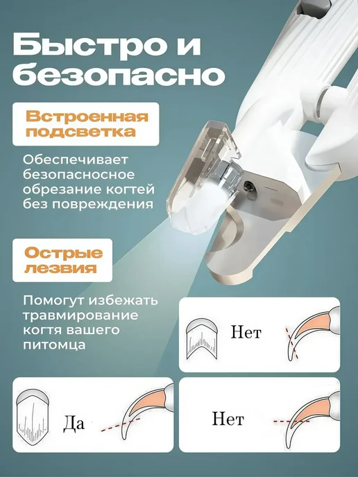 Когтерезка с гриндером для собак и кошек для kогти, белый, фото 2