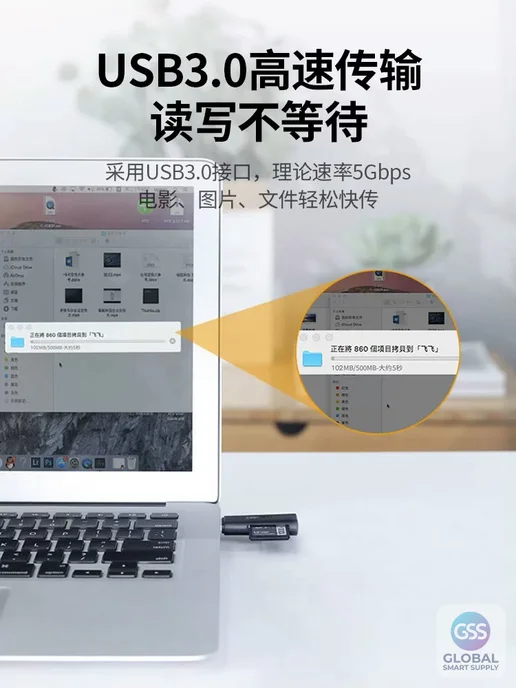 Нет бренда Картридер USB 3.0, USB-A + Type-C, одинарное чтение, серый, фото 4