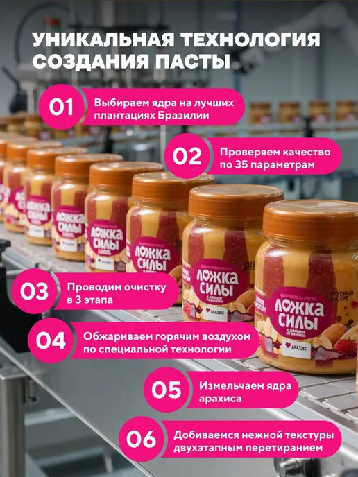 Арахисовая паста с малиновым джемом Ложка Силы, 270 гр, 270 г, фото 6