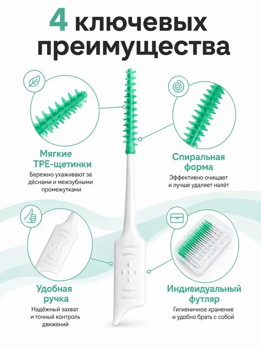 200 шт. Ершики межзубные силиконовые, для брекетов и зубов, 200 шт, фото 3