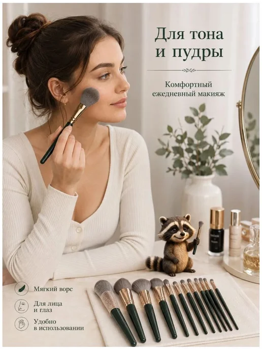 Кисти для макияжа набор 14 шт,для румян,для лица,глаз и, 14 шт, фото 2
