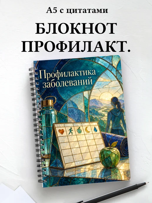 Блокнот Профилактика заболеваний с мотивирующими цитатами