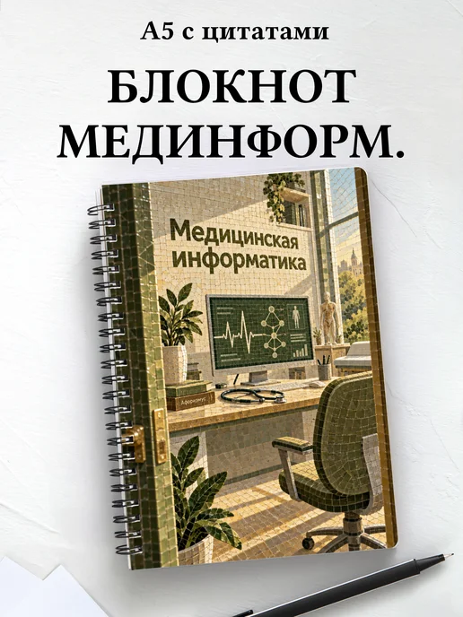 Блокнот Медицинская информатика с мотивирующими цитатами