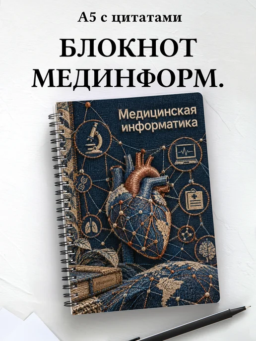 Блокнот Медицинская информатика с мотивирующими цитатами