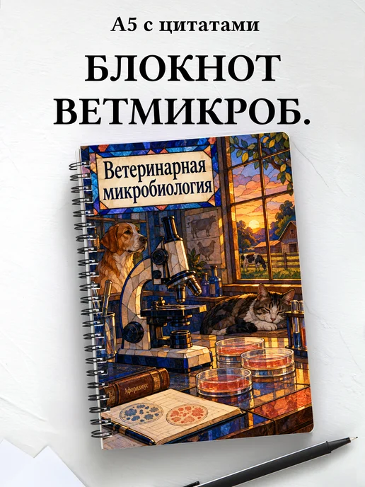Блокнот Ветеринарная микробиология с мотивирующими цитатами