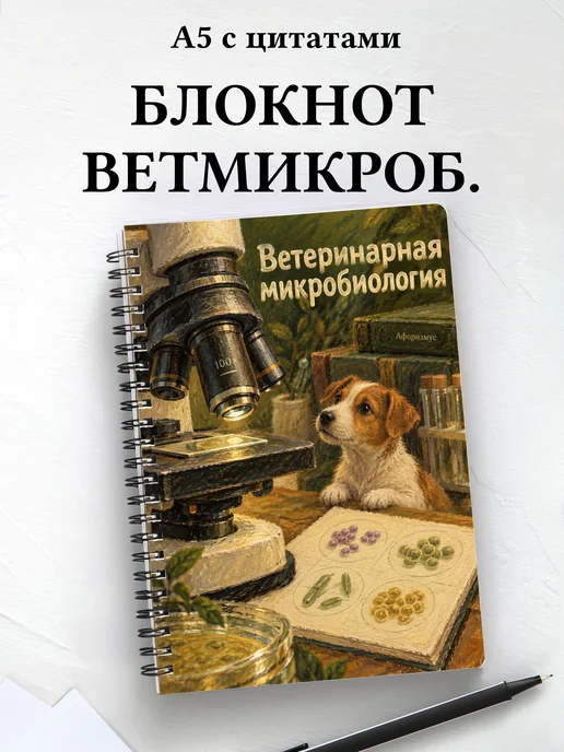 Блокнот Ветеринарная микробиология с мотивирующими цитатами