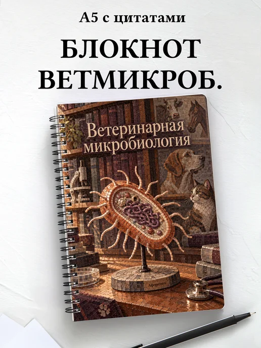 Блокнот Ветеринарная микробиология с мотивирующими цитатами