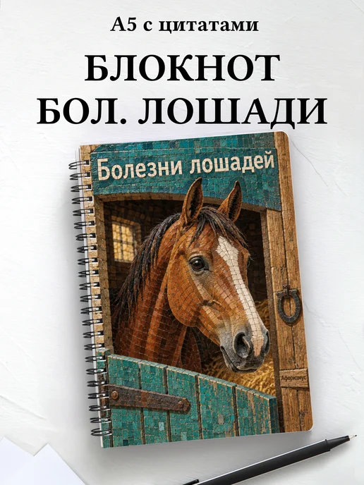 Блокнот Болезни лошадей с мотивирующими цитатами