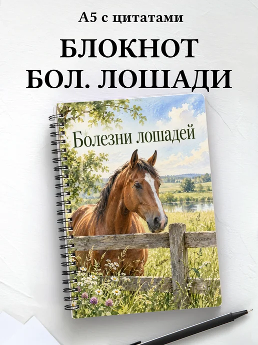Блокнот Болезни лошадей с мотивирующими цитатами