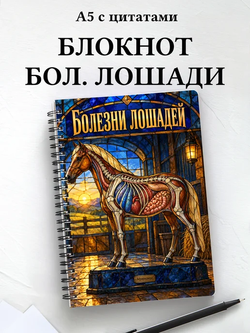 Блокнот Болезни лошадей с мотивирующими цитатами