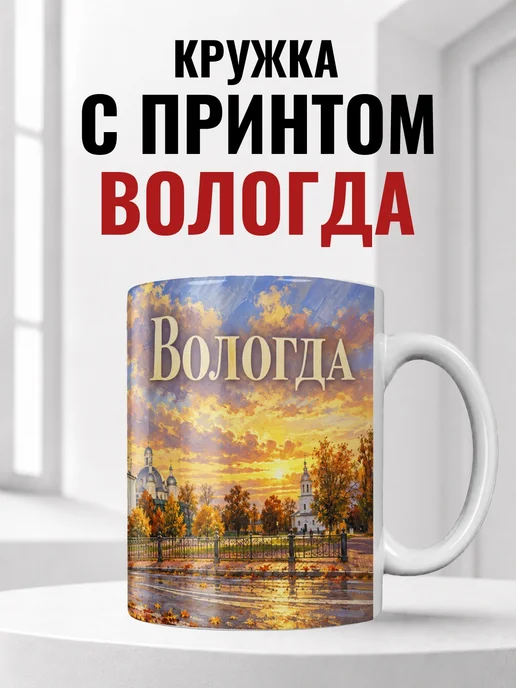 Кружка Вологда 330 мл с городским принтом