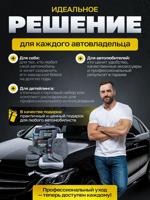 Набор из 9 микрофибровых автотряпок для мойки и ухода, вариант, фото 5