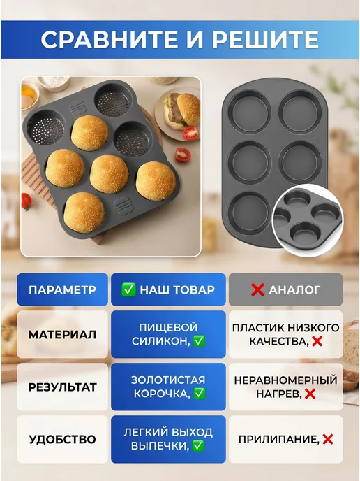 Форма для гамбургеров с точечными отверстиями, серый, фото 2